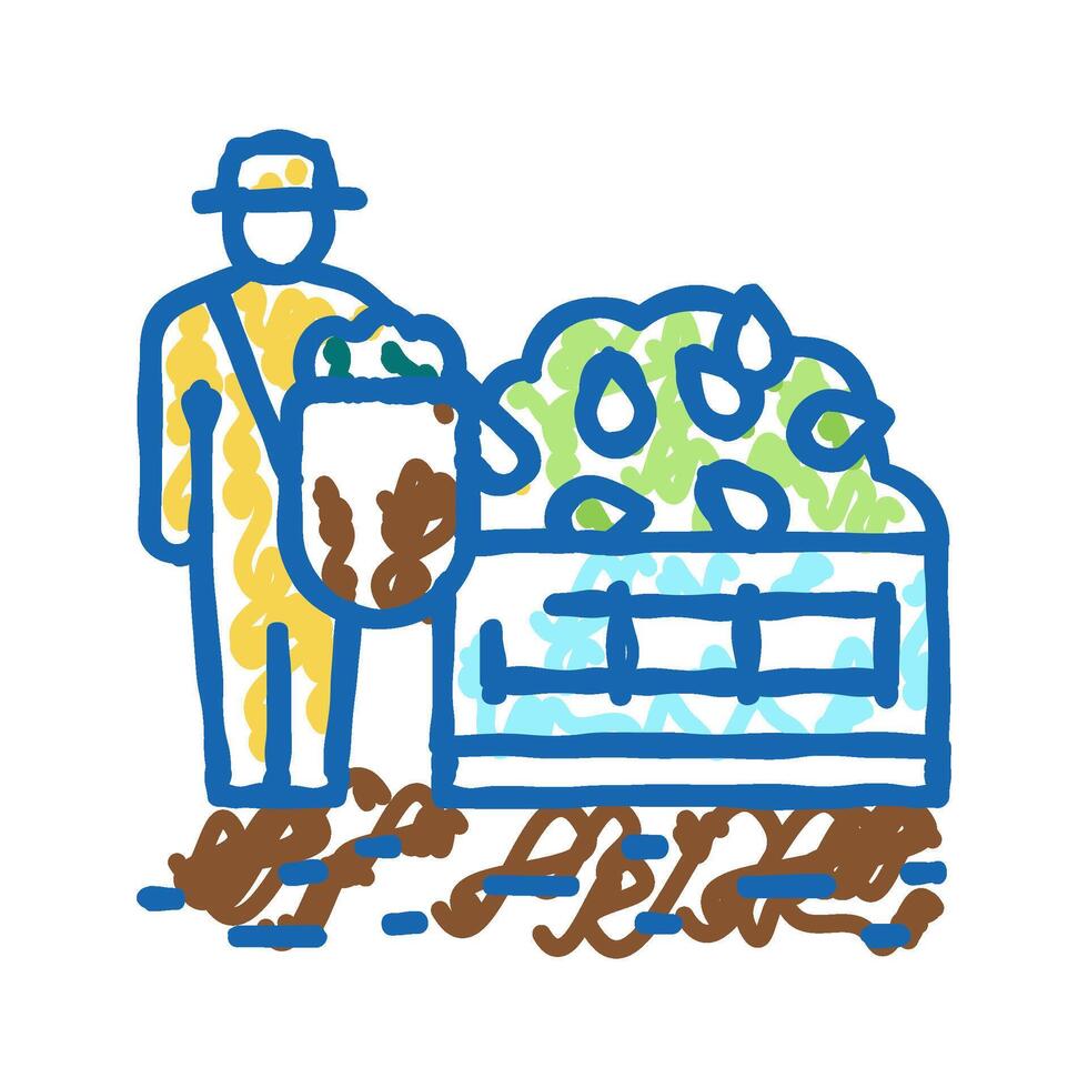 harvesting tea icon doodle illustration vector