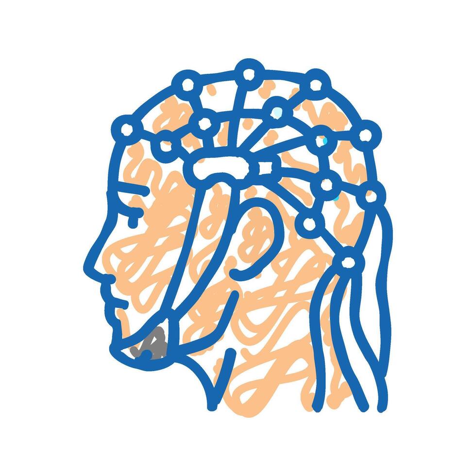 eeg procedure neurologist icon doodle illustration vector