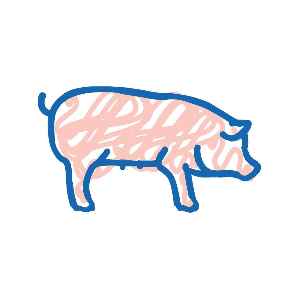 pig domestic animal icon doodle illustration vector