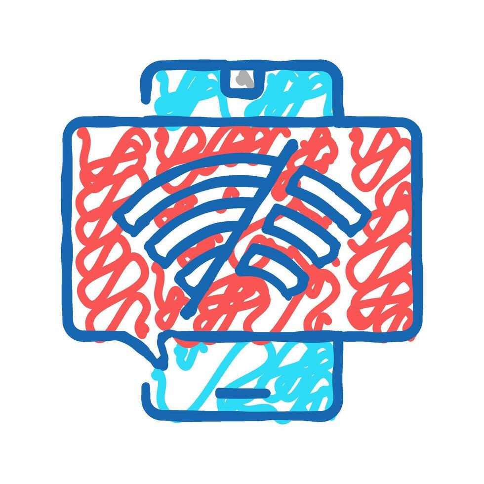 wifi disconnected mobile phone icon doodle illustration vector