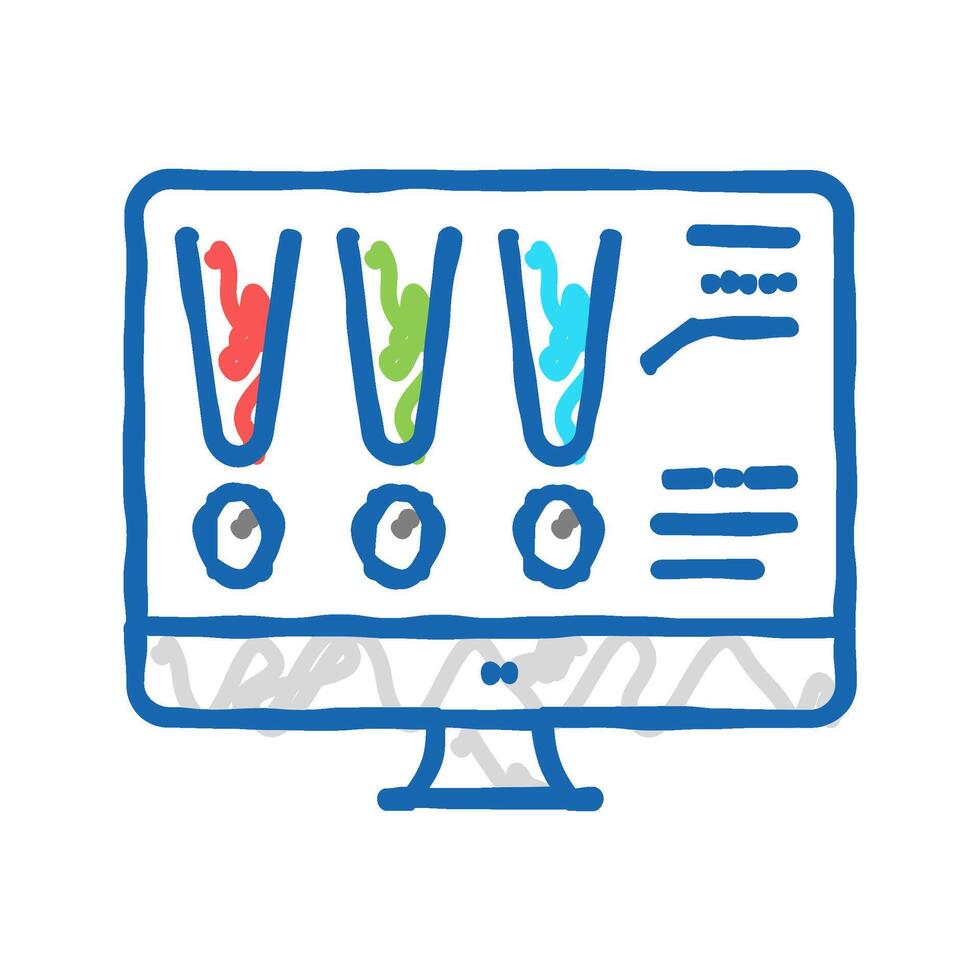 choose color lighting on computer screen icon doodle illustration vector