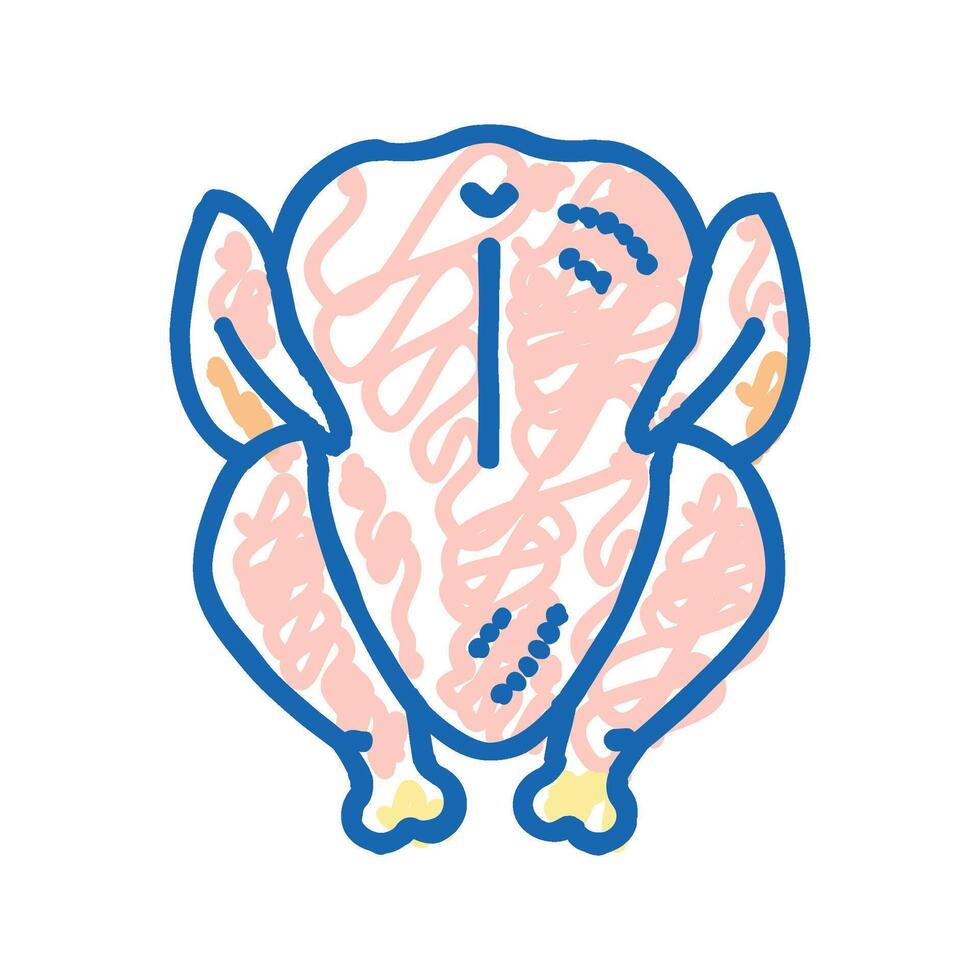 whole broiler chicken icon doodle illustration vector