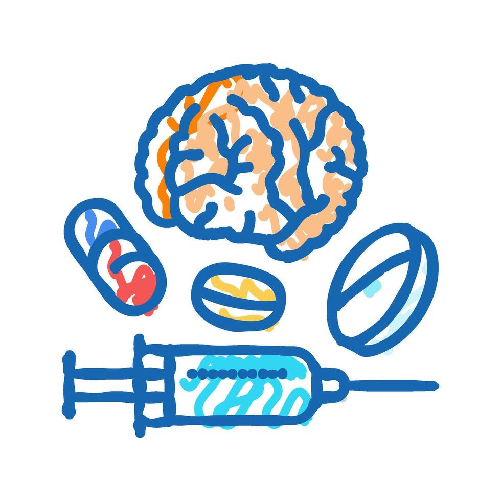 neuroinformatics neuroscience neurology icon doodle illustration vector