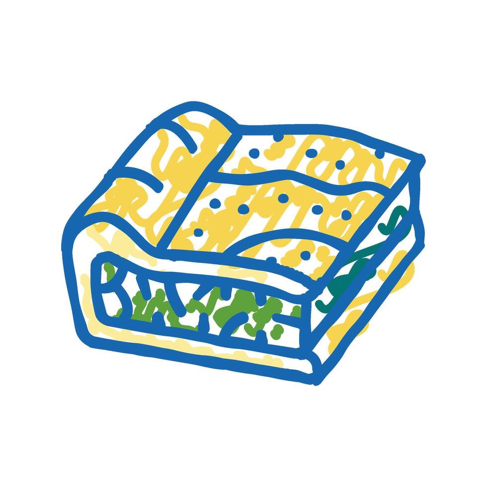 pie with spinach icon doodle illustration vector