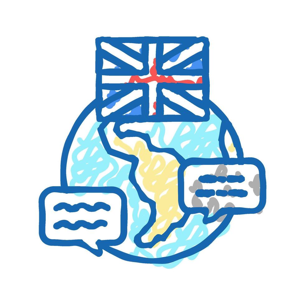 language english icon doodle illustration vector