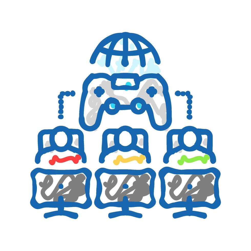 multiplayer games game development icon doodle illustration vector
