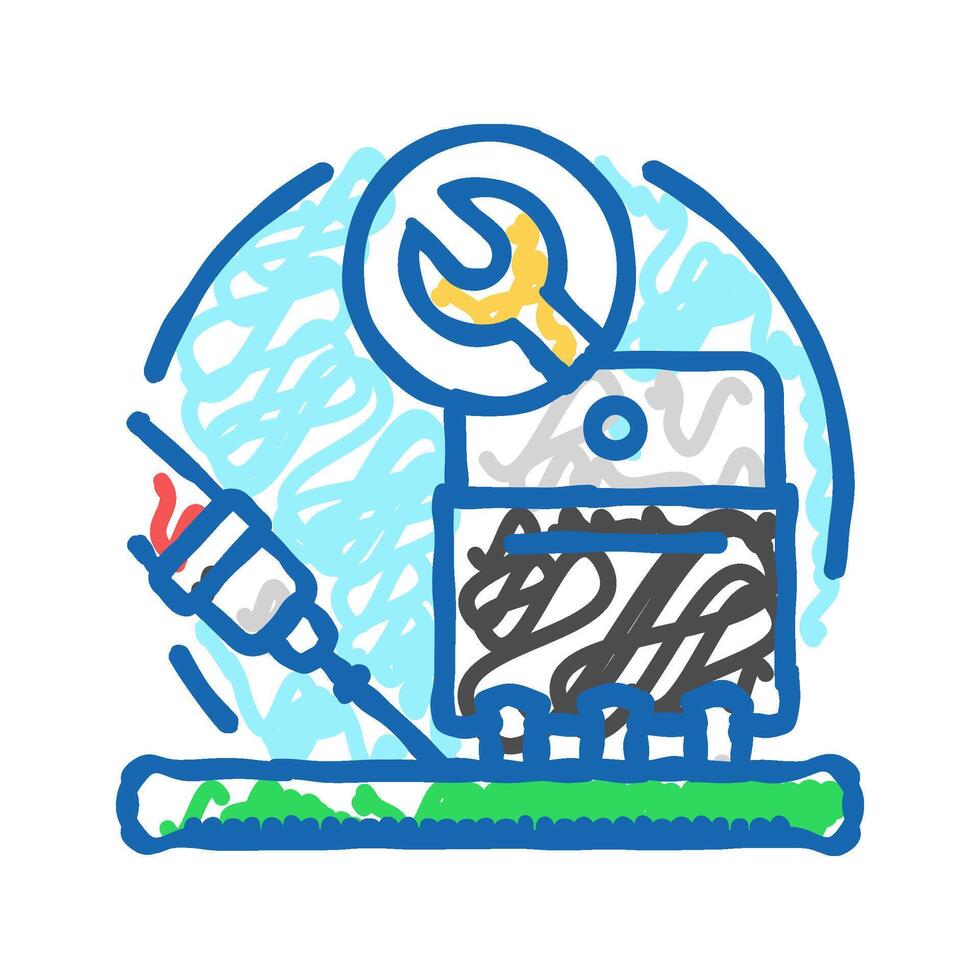 transistor installation electronics icon doodle illustration vector