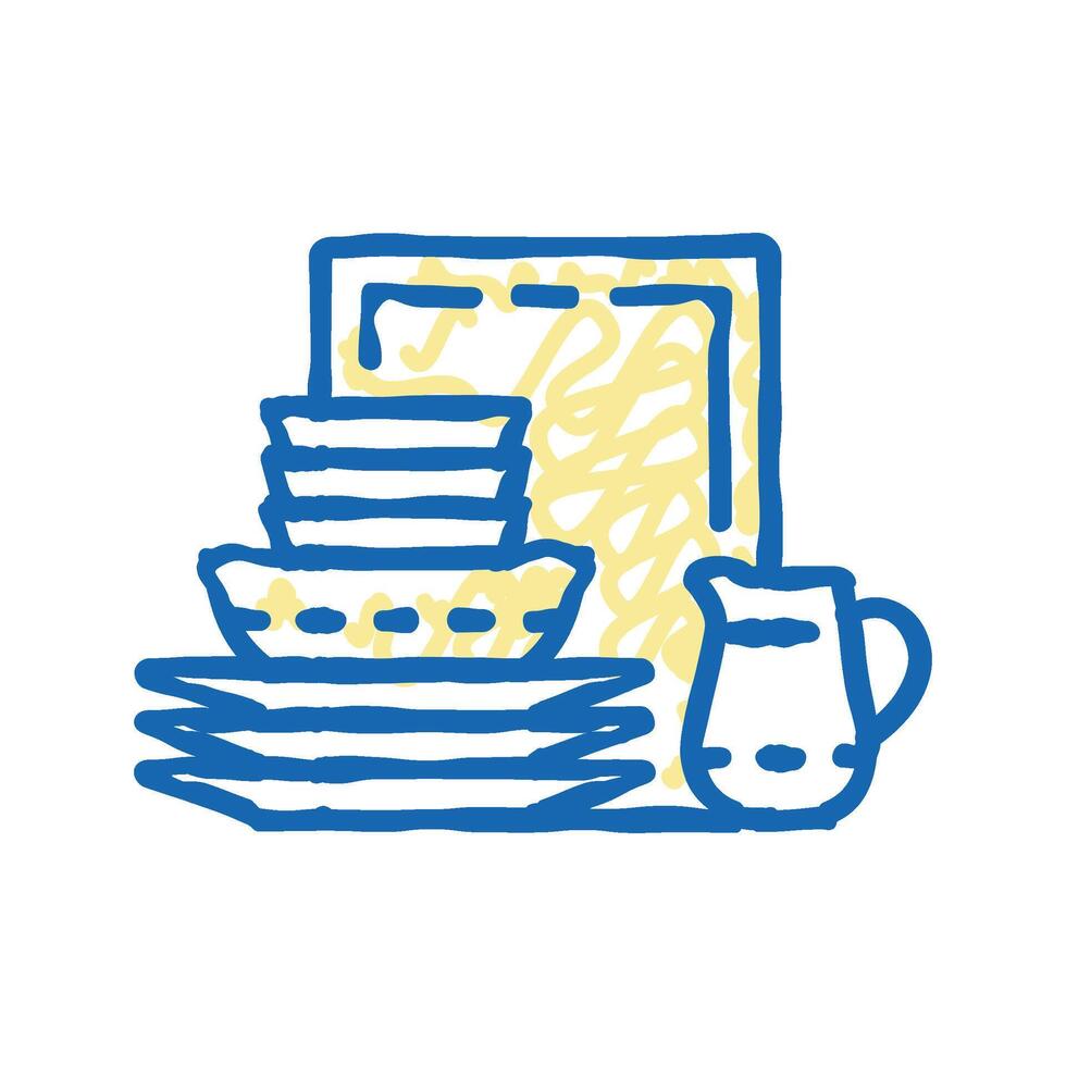 porcelain tableware icon doodle illustration vector
