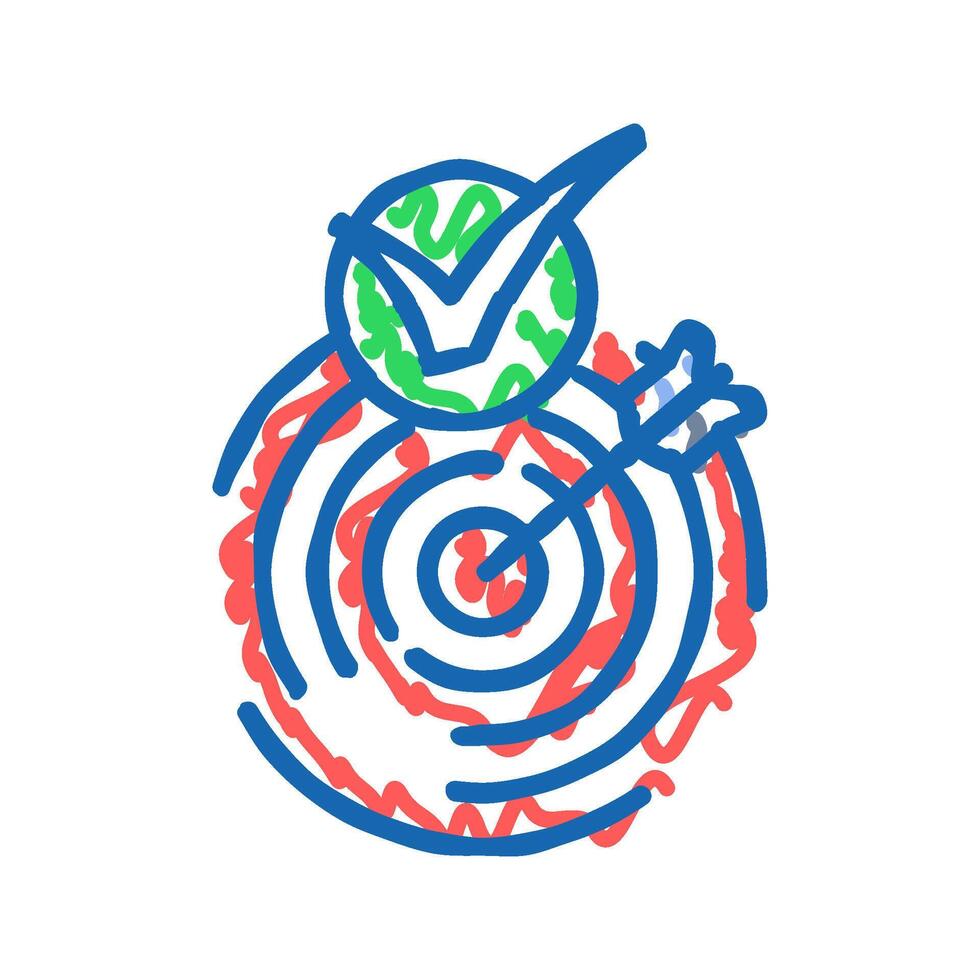 arrow target check mark icon doodle illustration vector