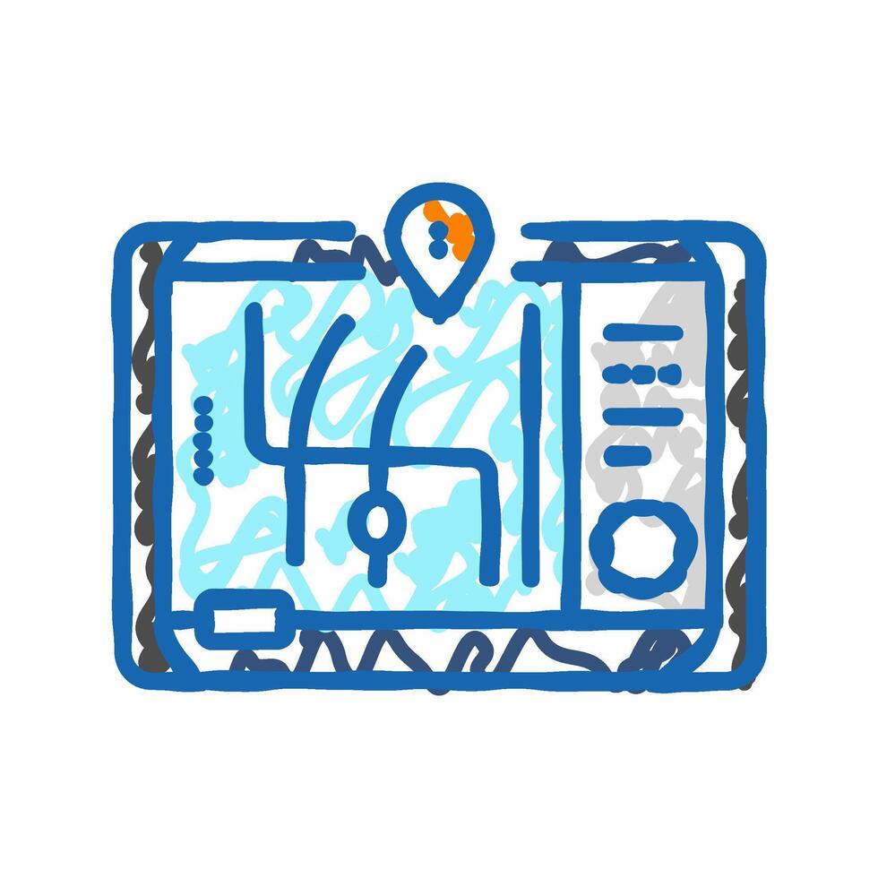 gps navigation autonomous delivery icon doodle illustration vector