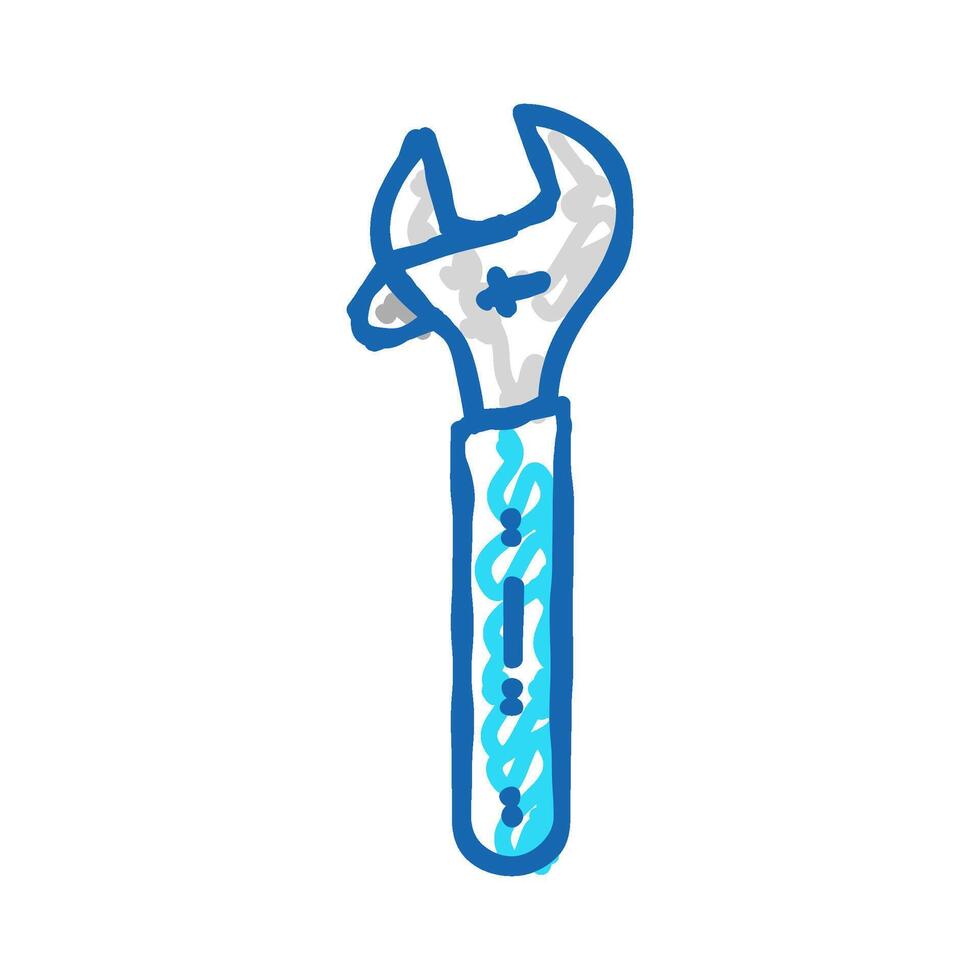 adjustable wrench tool icon doodle illustration vector
