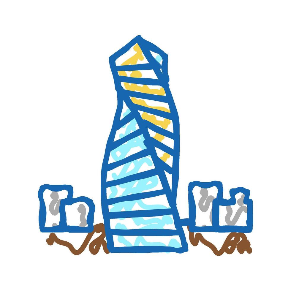 skyscraper modern building icon doodle illustration vector