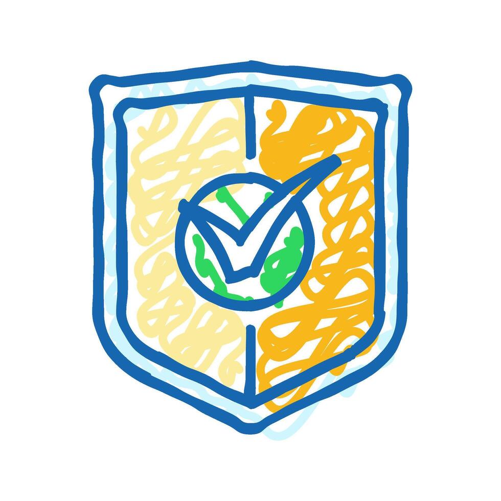 shield check mark icon doodle illustration vector
