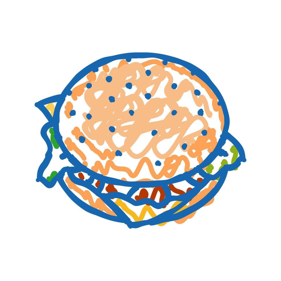 burger fast food icon doodle illustration vector