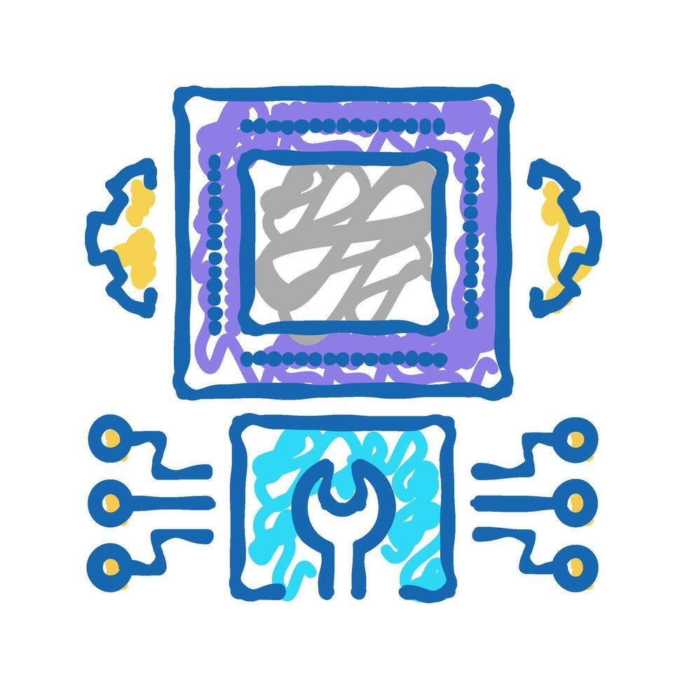 engineering system icon doodle illustration vector
