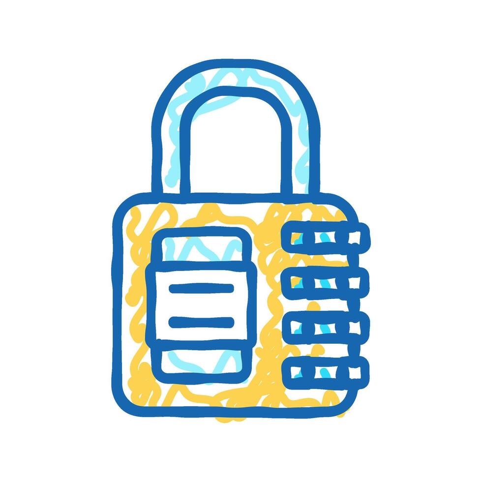 security padlock icon doodle illustration vector