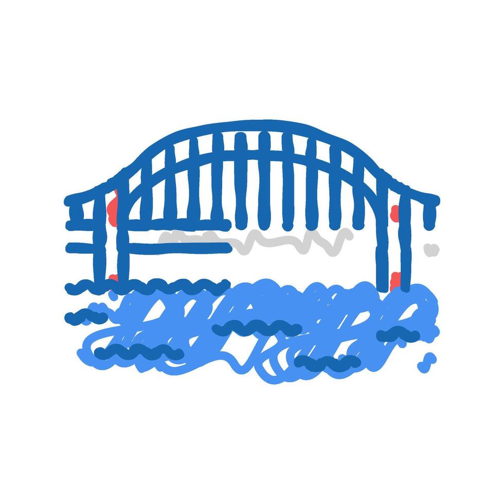 tied arch bridge icon doodle illustration vector
