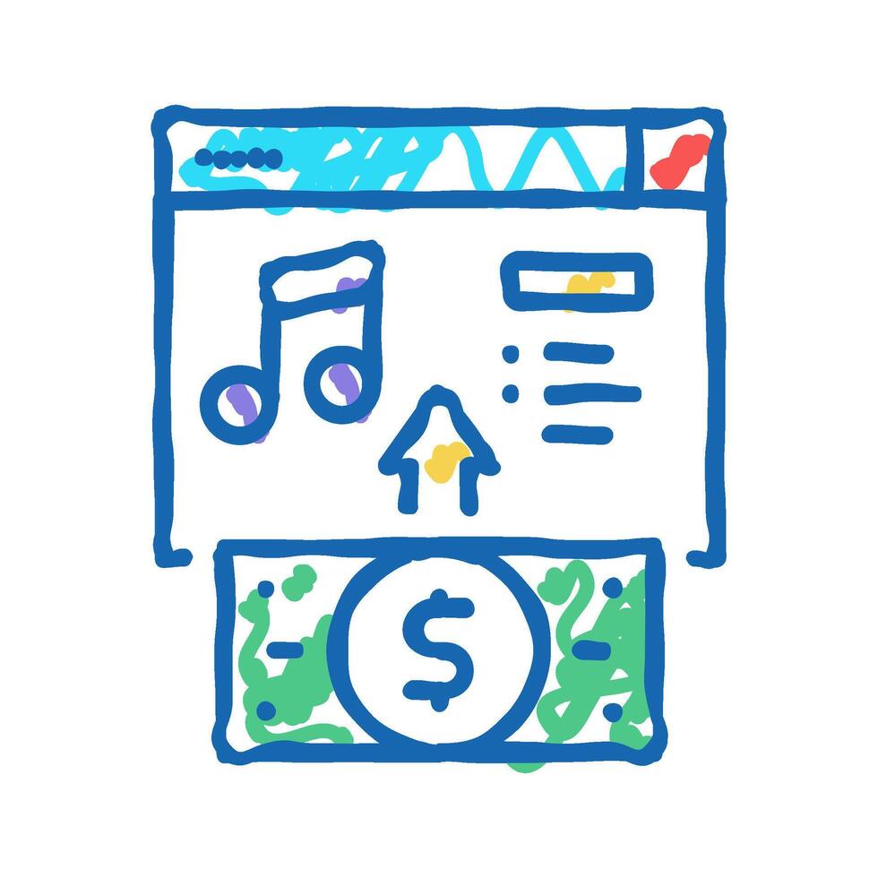 buying music icon doodle illustration vector