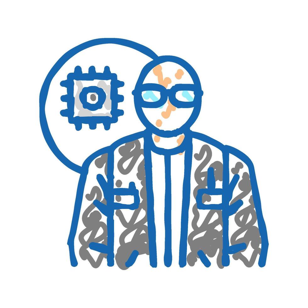 electronics engineer worker icon doodle illustration vector