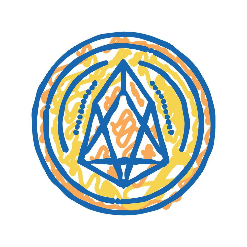 eos cryptocurrency coin icon doodle illustration vector