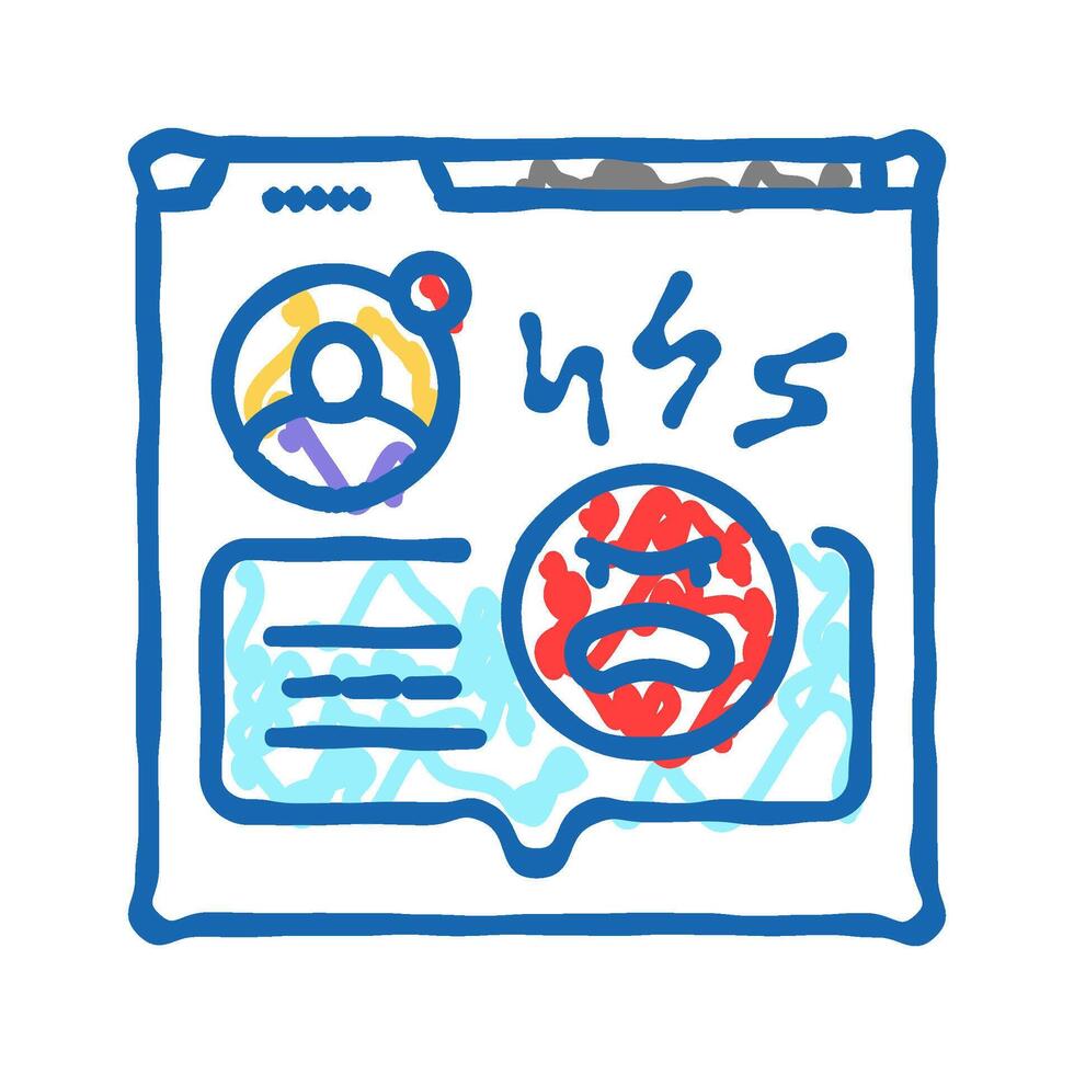 insulting comments cyberbullying icon doodle illustration vector