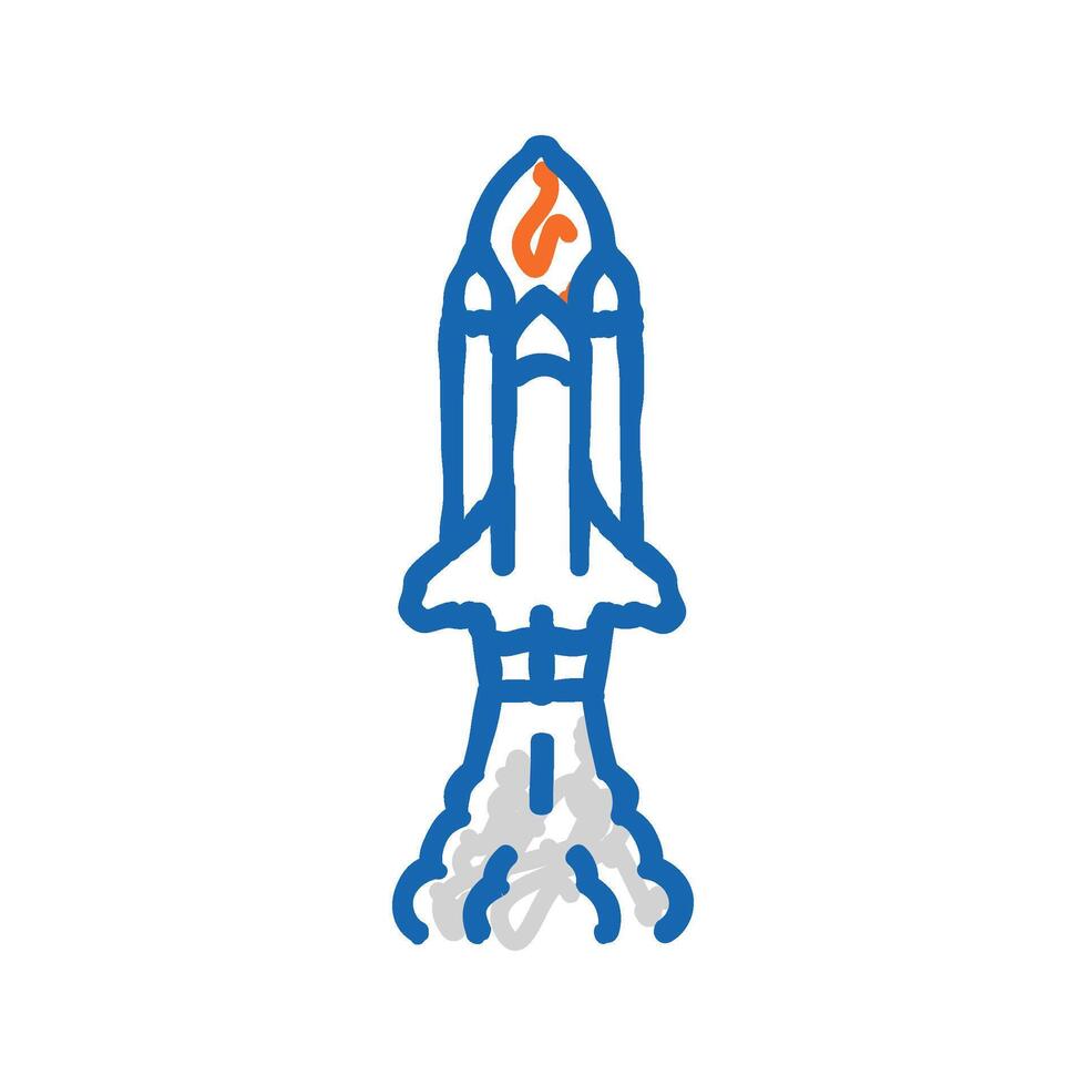 rocket launch space exploration icon doodle illustration vector