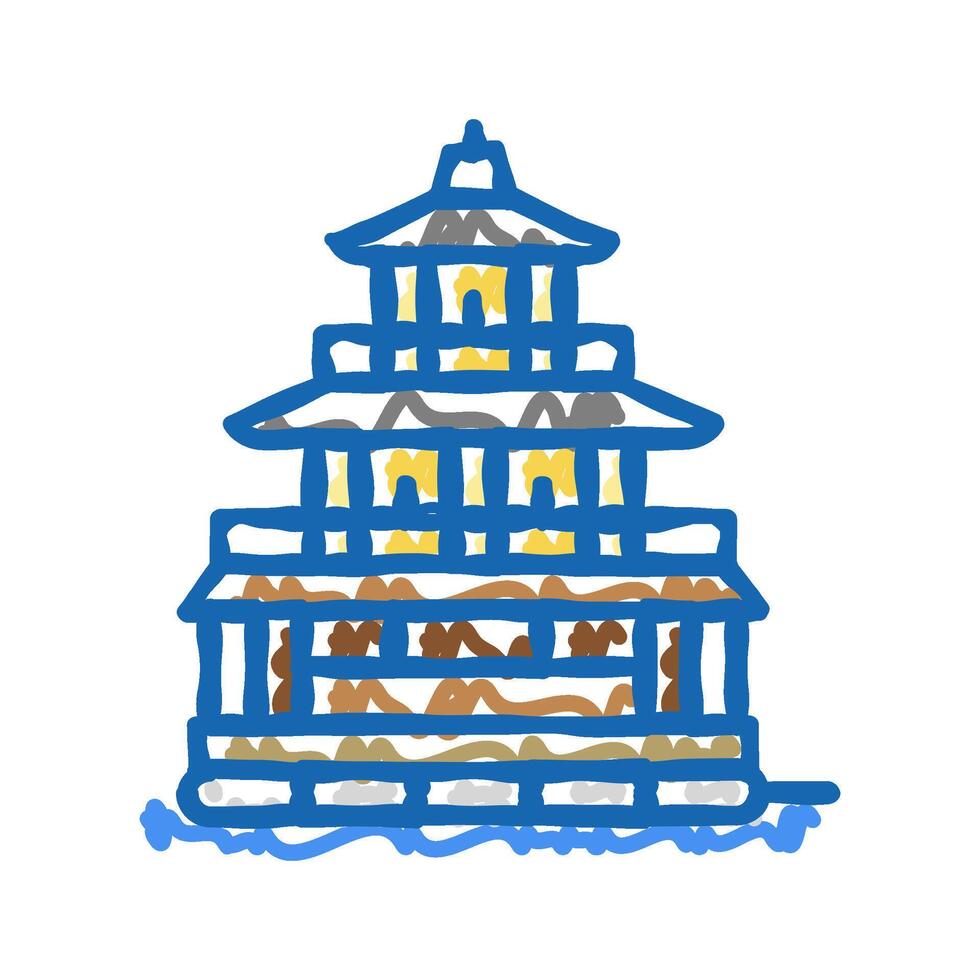golden pavilion icon doodle illustration vector