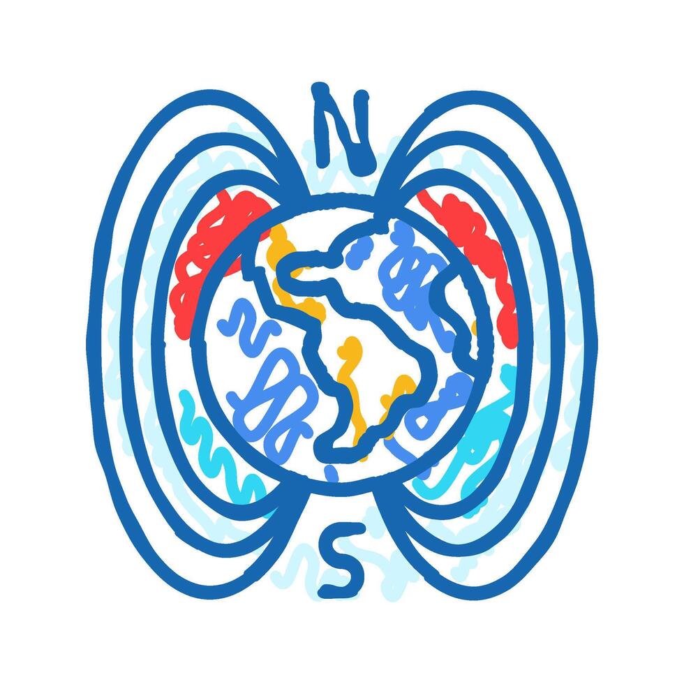 the origin of magnetic fields mystery icon doodle illustration vector