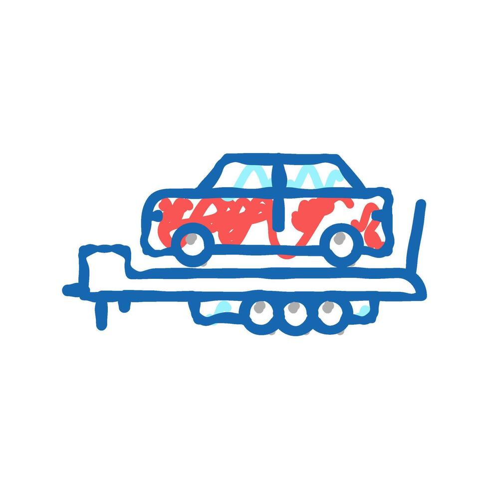 car transportation trailer icon doodle illustration vector