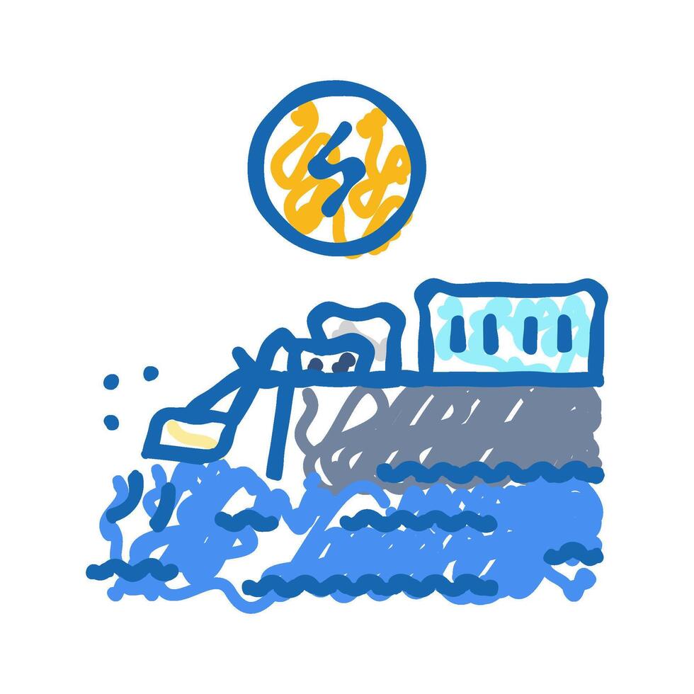 wave transmission tidal power icon doodle illustration vector
