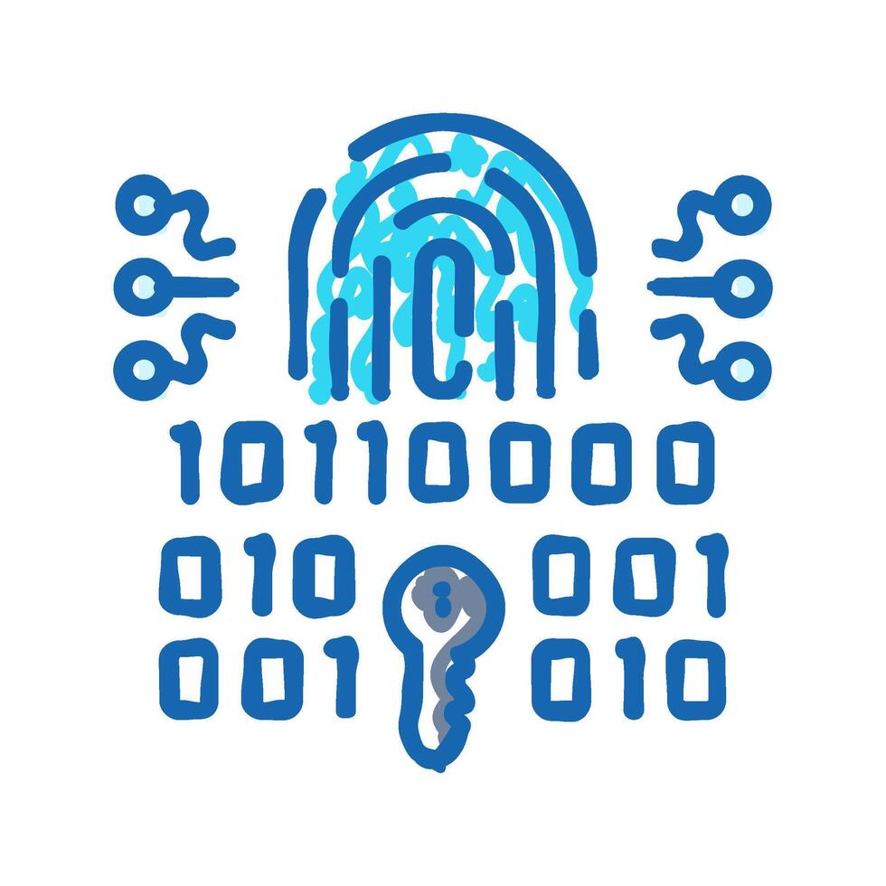attendance system biometric icon doodle illustration vector