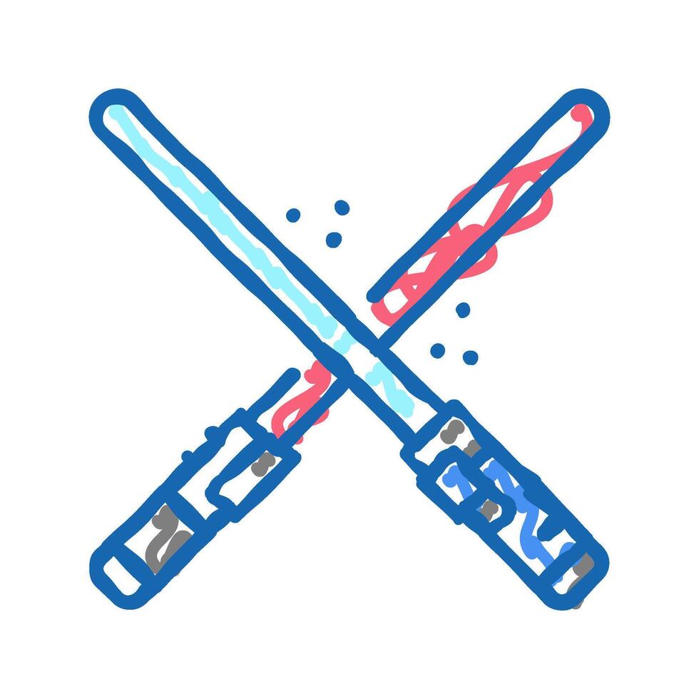 crossed light swords fight icon doodle illustration vector