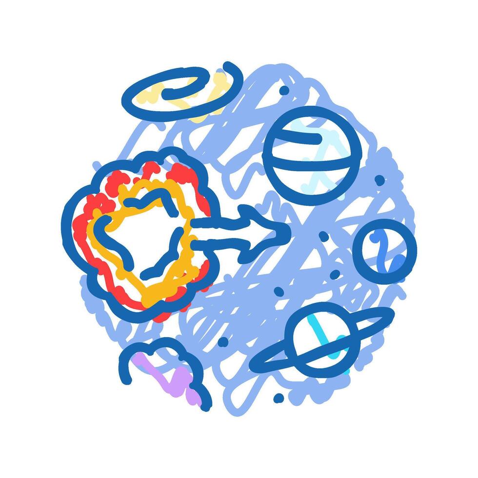 origin of the universe unsolved mystery icon doodle illustration vector
