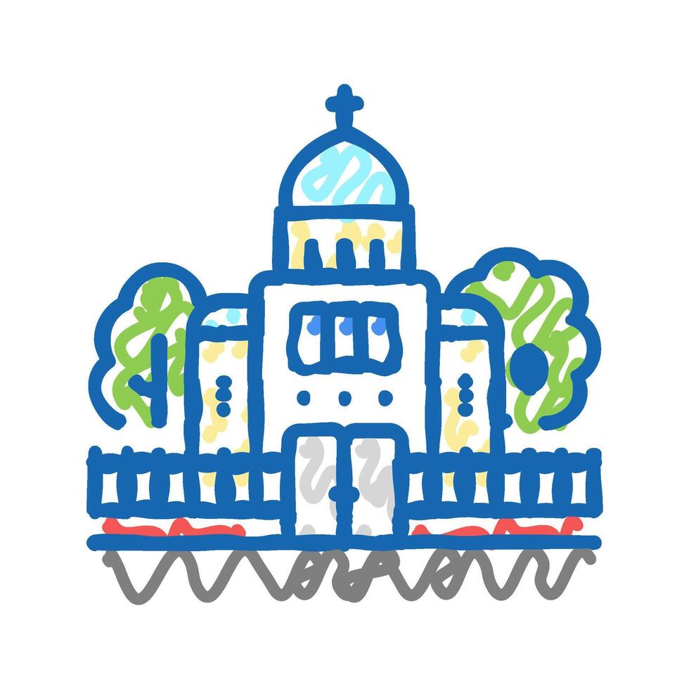 temple cathedral praying building icon doodle illustration vector