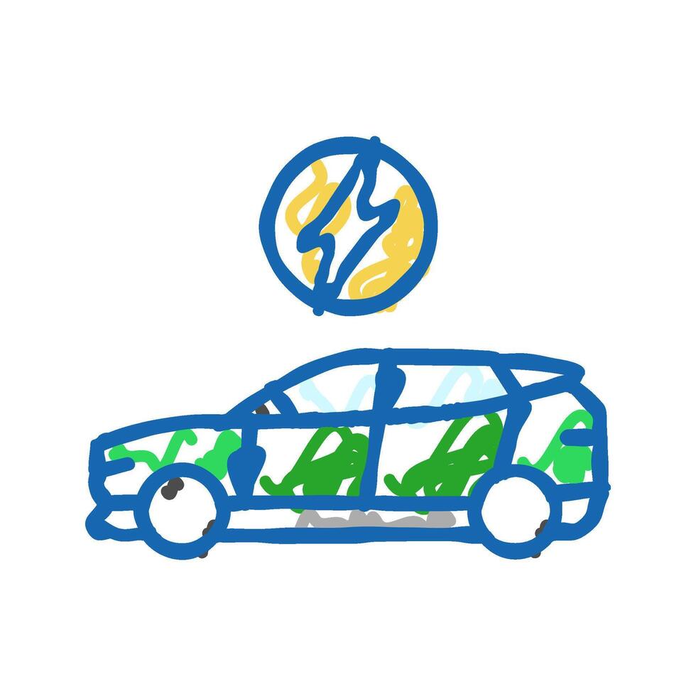 electric vehicle icon doodle illustration vector