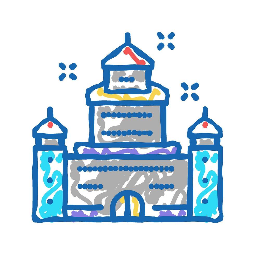 carnival castle amusement park icon doodle illustration vector