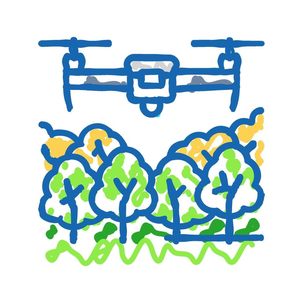 forest management drone icon doodle illustration vector