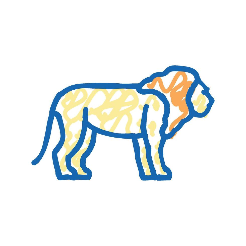 lion animal in zoo icon doodle illustration vector