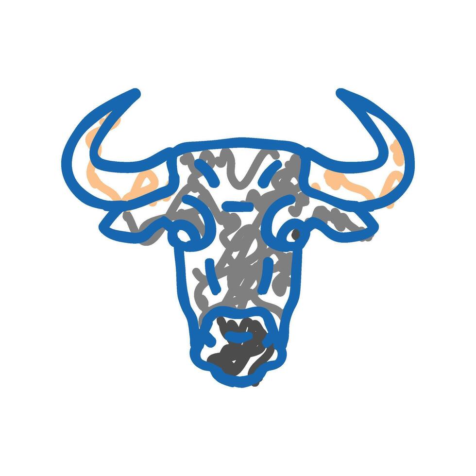animal bull head icon doodle illustration vector