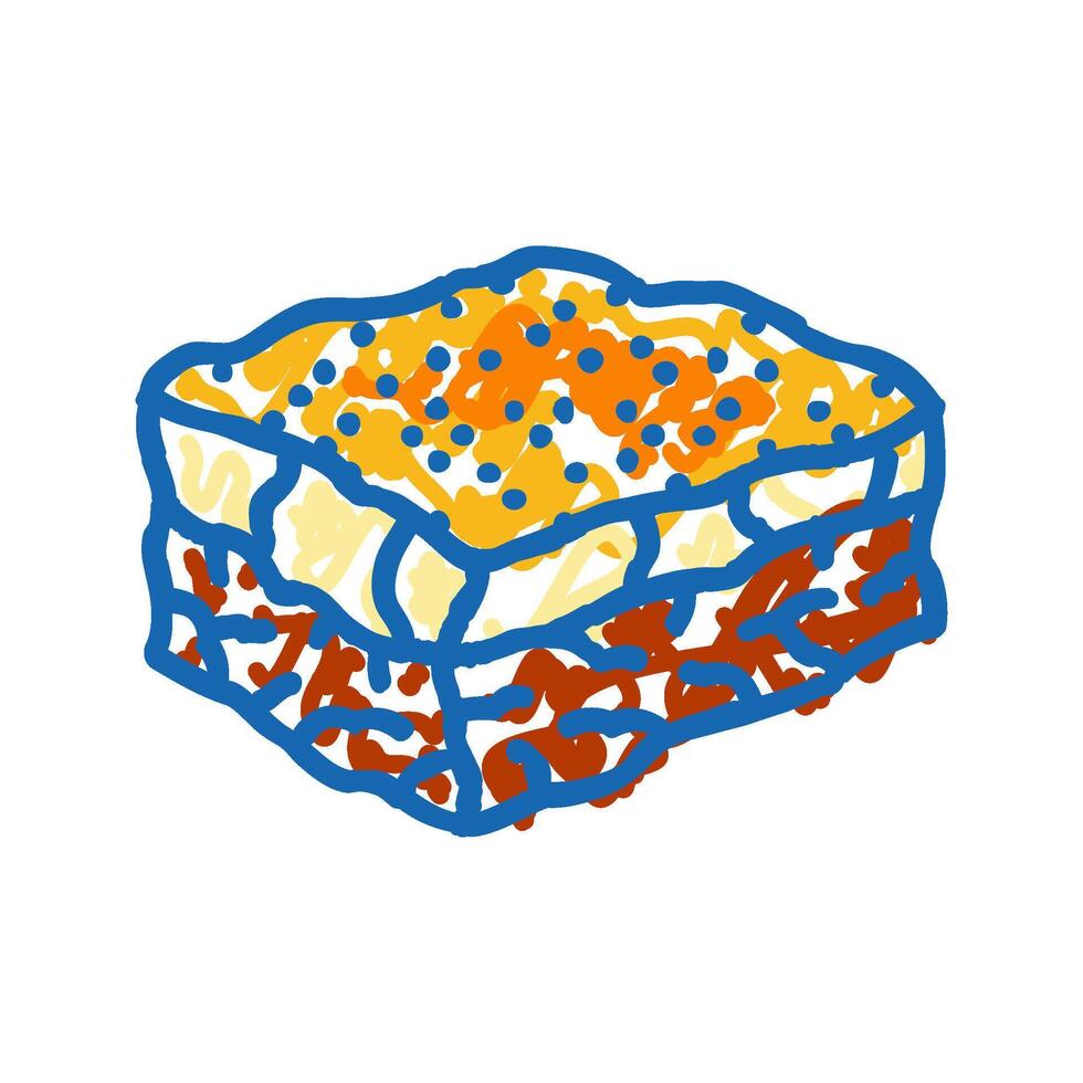 moussaka dish greek cuisine icon doodle illustration vector
