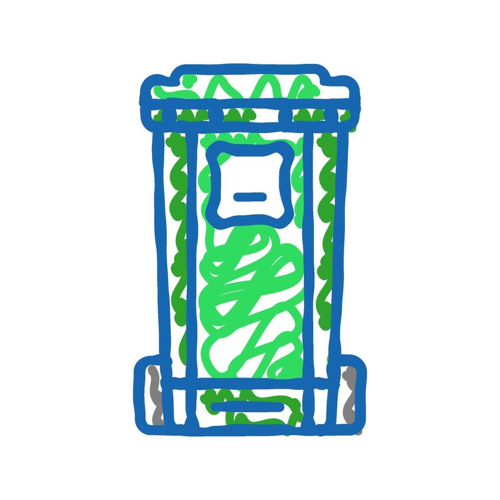 green bin waste sorting icon doodle illustration vector