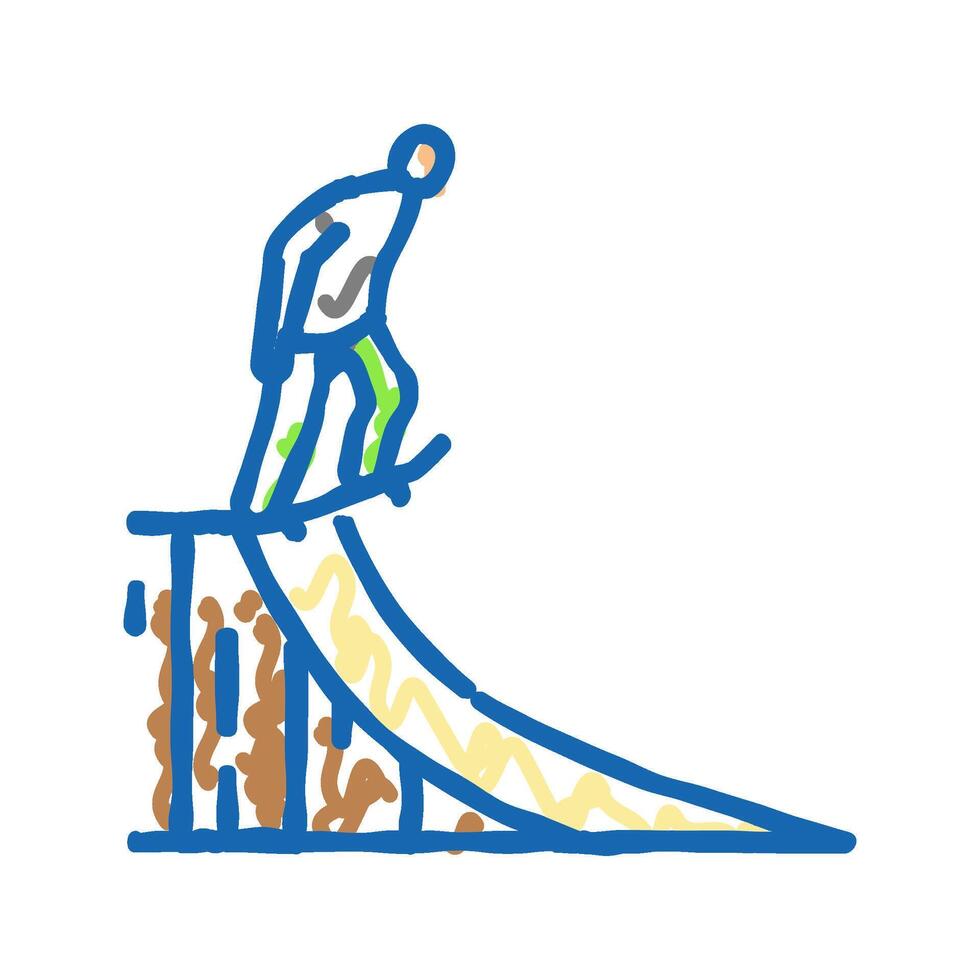 vert skating skateboard sport icon doodle illustration vector