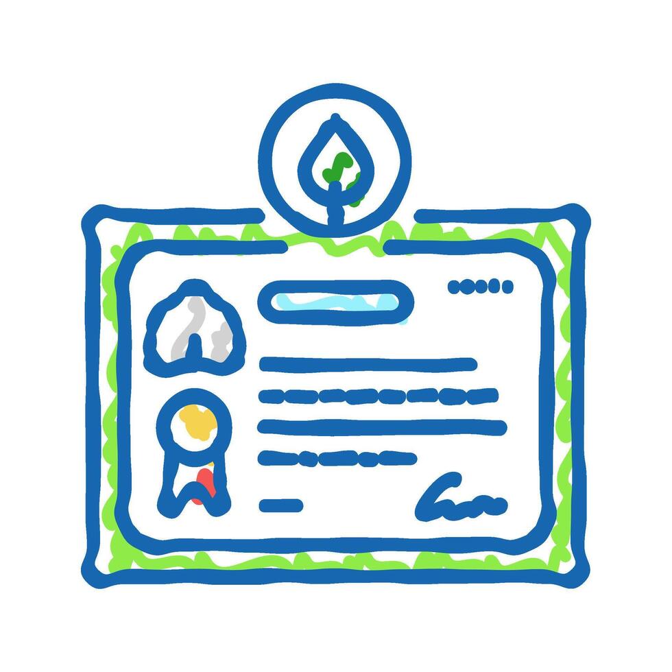 certification green building icon doodle illustration vector