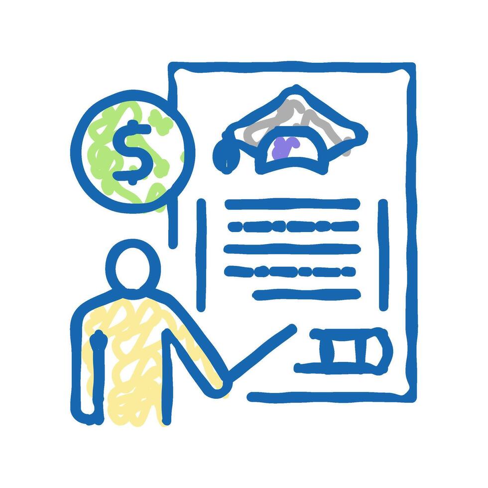 for education allowance icon doodle illustration vector