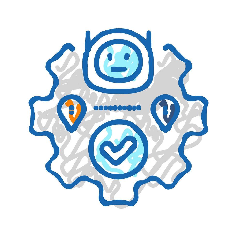route optimization autonomous delivery icon doodle illustration vector