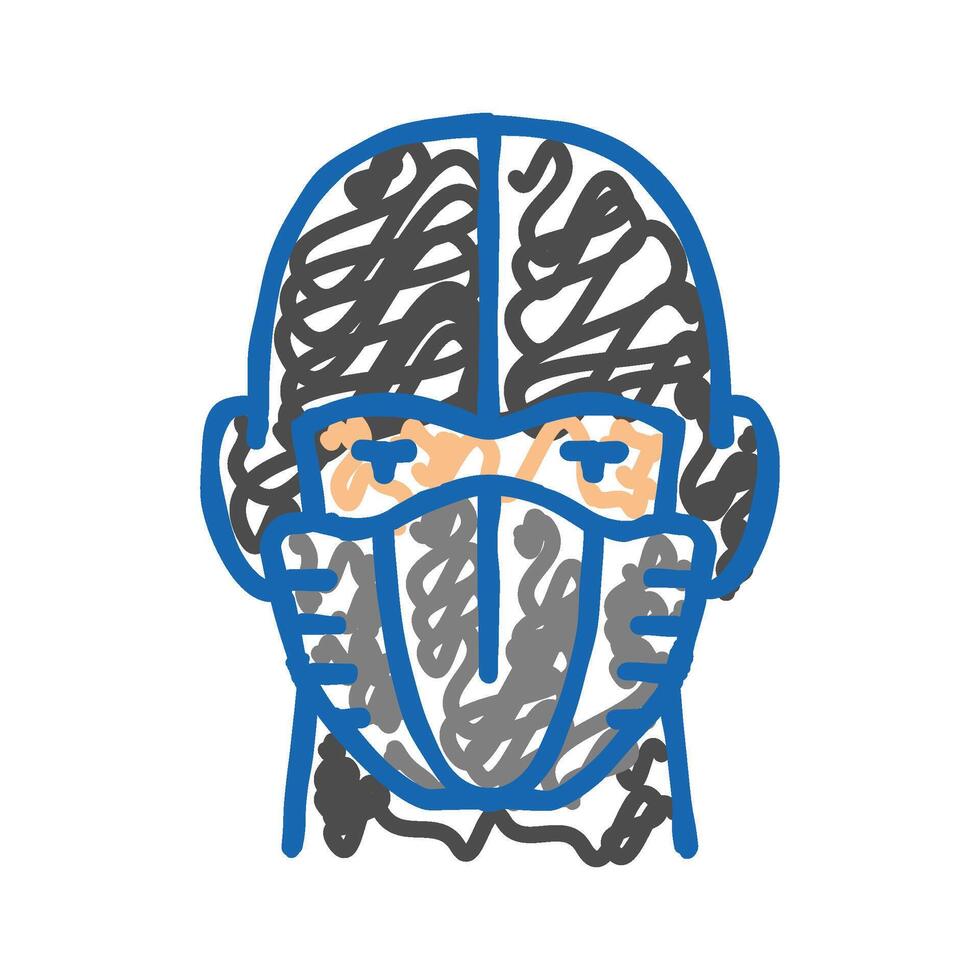 ninja mask face icon doodle illustration vector