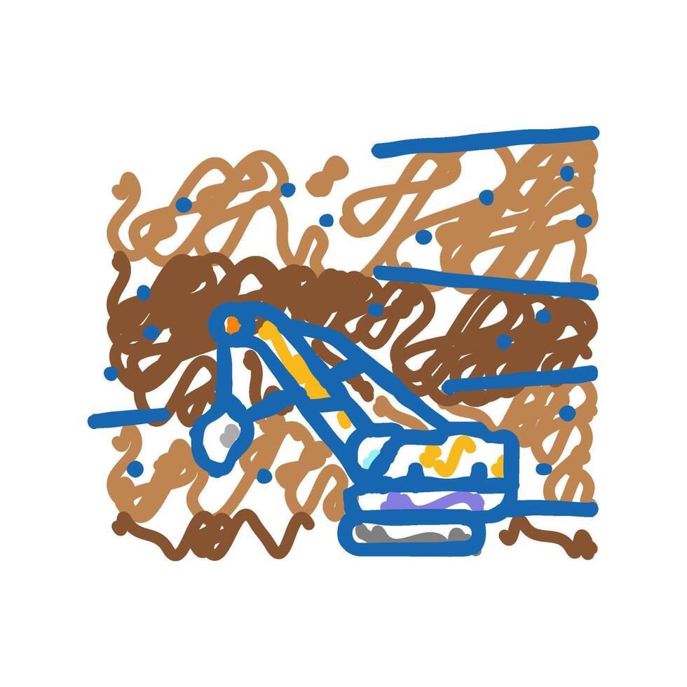 open pit mine steel production icon doodle illustration vector