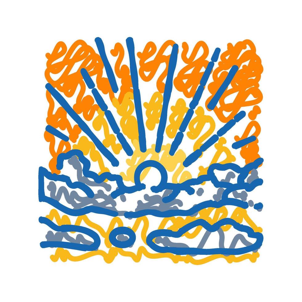 sky sunrise sun summer sunlight icon doodle illustration vector