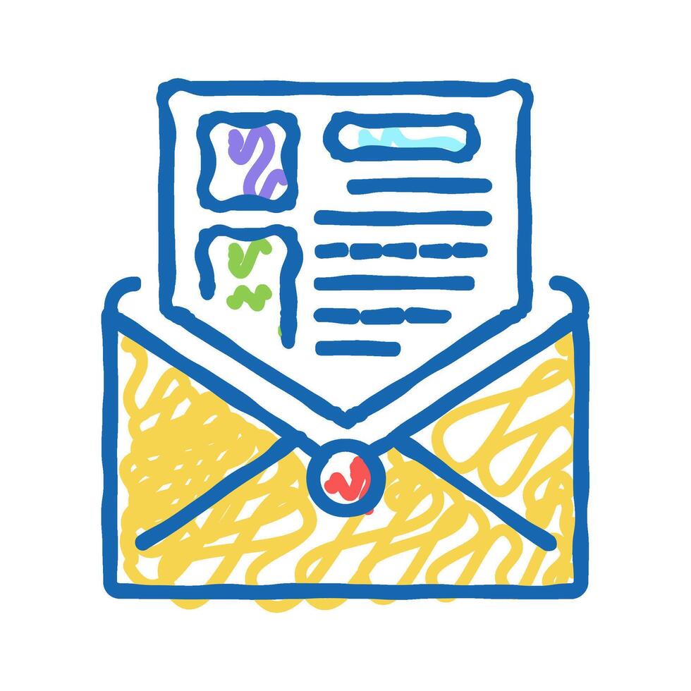 sending mail report icon doodle illustration vector
