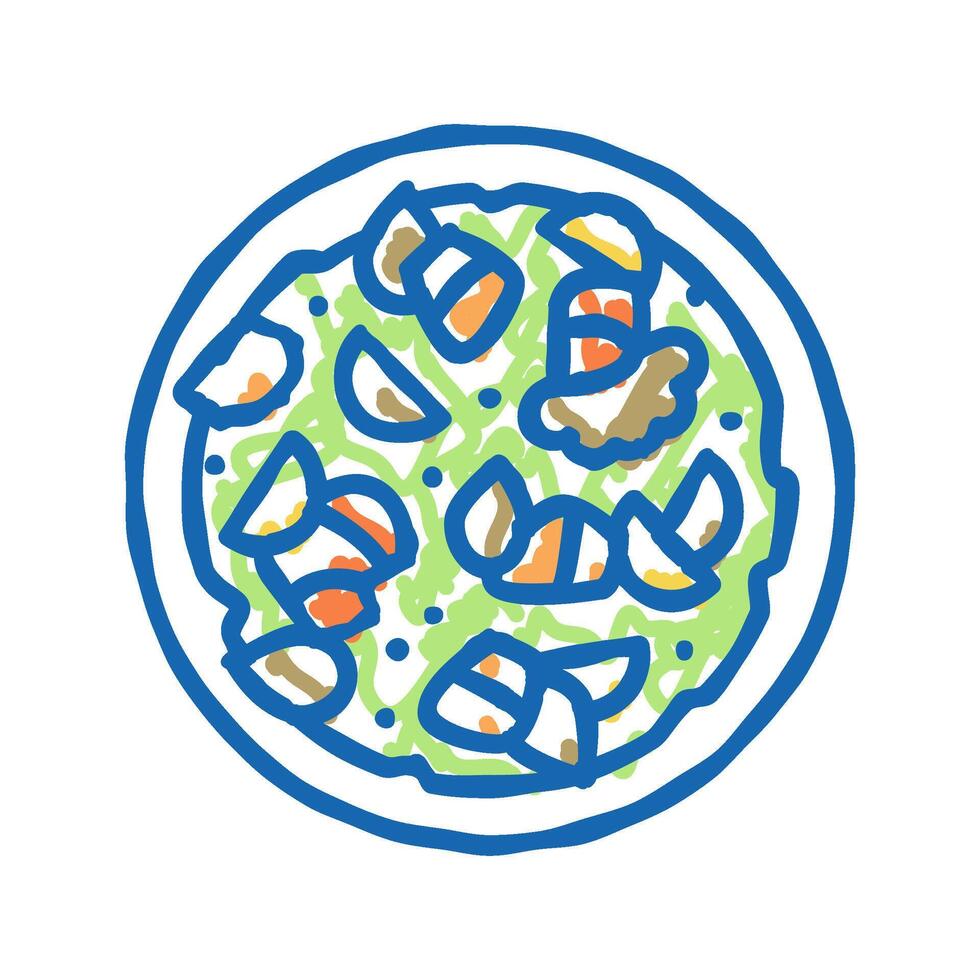 salad salmon icon doodle illustration vector